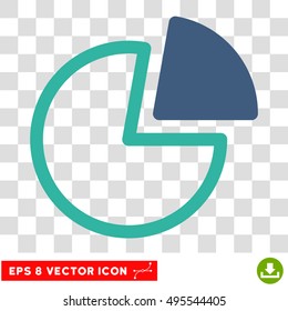 Vector Pie Charts EPS vector pictogram. Illustration style is flat iconic bicolor cobalt and cyan symbol on a transparent background.