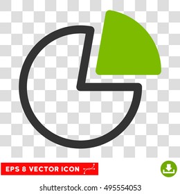 Vector Pie Charts EPS vector pictogram. Illustration style is flat iconic bicolor eco green and gray symbol on a transparent background.