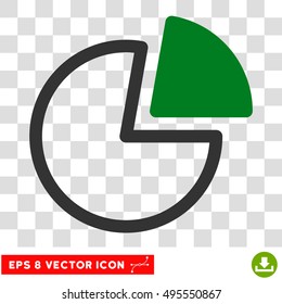 Vector Pie Charts EPS vector pictograph. Illustration style is flat iconic bicolor green and gray symbol on a transparent background.