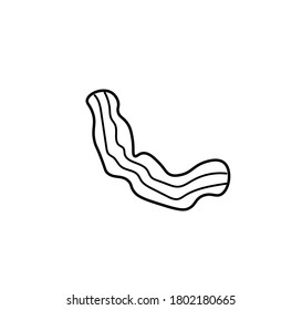Vector piece of bacon with a black line.Simple food and cooking illustration in doodle style on a white isolated background hand drawn.Design for social networks,web,advertising,banners,menus,recipes.
