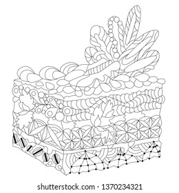Vector piece of cake with abstract ornaments.