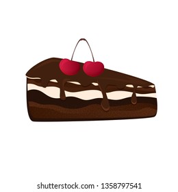 Vector piece of cake with cherry on a white background. Noise textures modern design