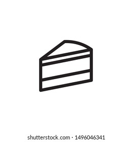 Vector piece of cake icon. Flat illustration of piece of cake isolated on white background. Icon vector illustration sign symbol.