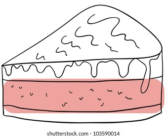 Vector piece of cake is isolated on a white background
