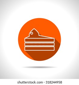 Vector piece of cake orange icon with flat shadow 