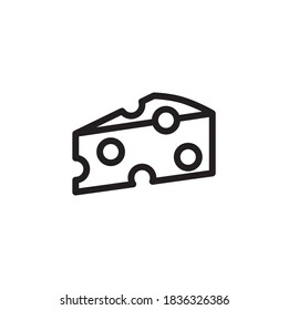 Vector piece of cheese icon. Flat illustration of cheese isolated on white background. Icon vector illustration sign symbol.