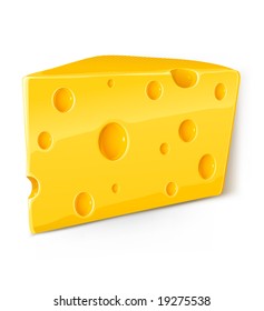 Vektorgrafik von Käse einzeln auf weißem Hintergrund
