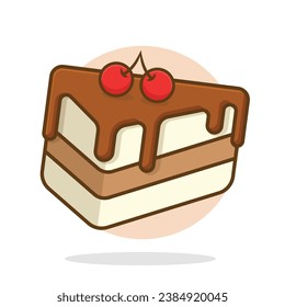 vector a piece of chocolate cake with cherry on the top