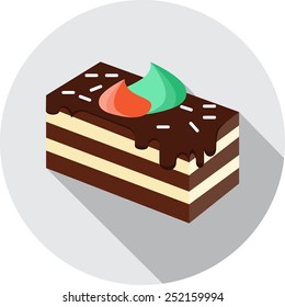 Vector Piece of chocolate cake with icing 