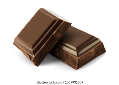 Vector piece of chocolate on white background