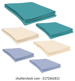 Vector piece of folded fabric towel sheet on white background isolated