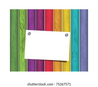 Vector piece of paper on color fence with space for text, eps10
