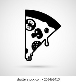 vector  piece of pizza icon on white