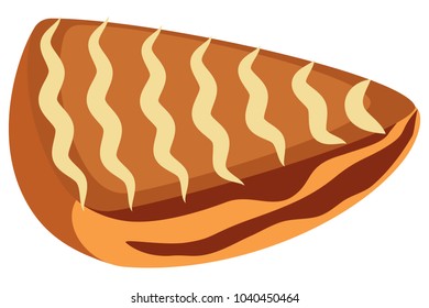 Vector piece of puff chocolate cake on a transparent background