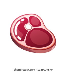 vector piece of raw meat steak. Juicy hunk of meat Isolated on white background