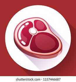vector piece of raw meat steak. Juicy hunk of meat icon. Isolated image.
