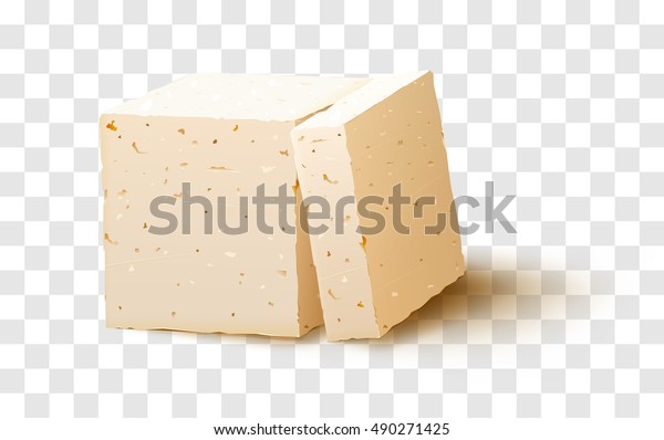 Vector\
piece of tofu cheese on transparent background.\
