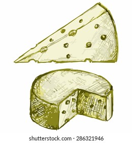 Vector pieces of cheese. Dairy