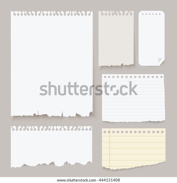 Vector Pieces Torn Notebook Paper Stock Vector (Royalty Free) 444151408