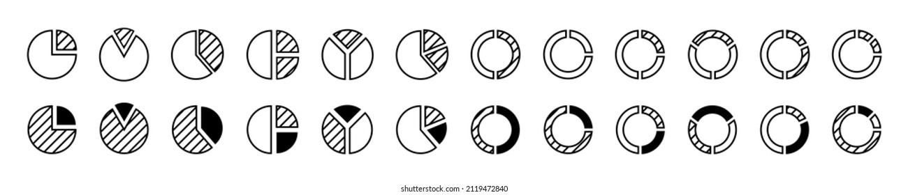 Vector Piechart Icon Set. Business Infographic Charts. Black Infographic Chart. Line Graphics. Business Concept. Vector Graphic Design. EPS 10