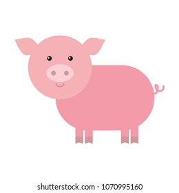 Vector pig. Cartoon illustration of cute pig. Chinese symbol of New Year 2019.