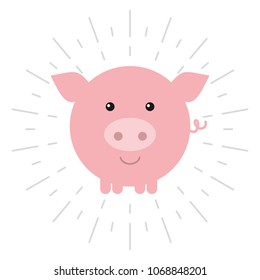 Vector pig. Cute pig. Symbol of Chinese New Year. Illustration of animal. Pig icon.