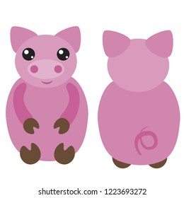 Vector pig. Element for icon, game, shop, kids, restourant, logo, cartoon 