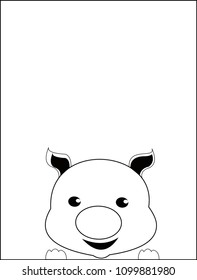 Vector pig in the frame on white background