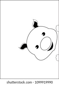 Vector pig in the frame on white background