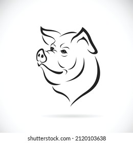 Vector de diseño de cabeza de cerdo sobre fondo blanco. Ilustración vectorial en capas fácil de editar. Animales de granja.