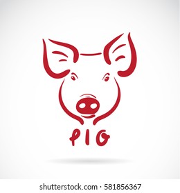 Vector Of A Pig Head On White Background. Farm Animals.