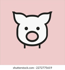 Siebenkopfsilhouette. Schweinehaltungssymbol einzeln auf rosafarbenem Hintergrund.