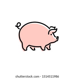 Vector pig icon logo design.