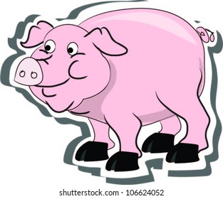 Vector pig, living on a farm