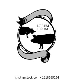 Vector of a pig logo on white background.