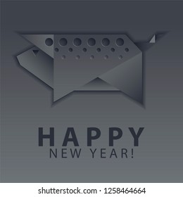 Vector pig of metal with a shadow on a gray background with the inscription