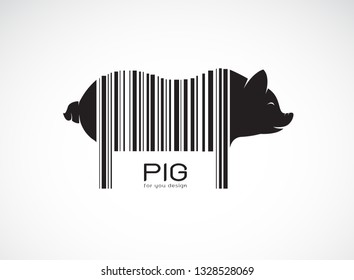 Vector of pig on the body is a barcode. Farm Animals. Pig design. Easy editable layered vector illustration.