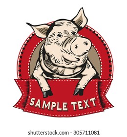 vector pig on the label for your design