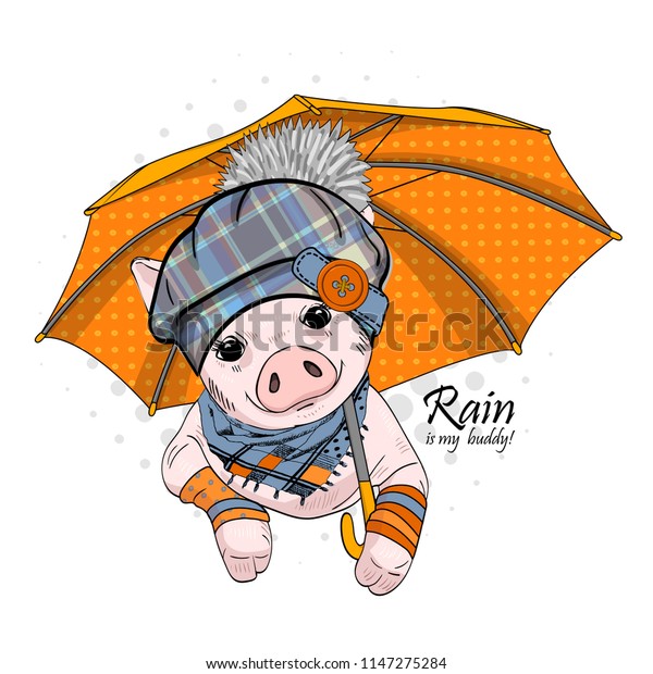 orange umbrella hat