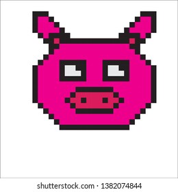 vector pig pixel art cartoon