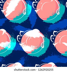 Vector pig seamless pattern