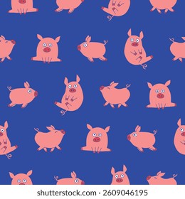Vector Pig Seamless Pattern Background for Print Fabric Surface Fashion Wrapping