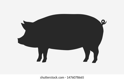 Vector pig silhouette. Pig silhouette icon isolated on white background.