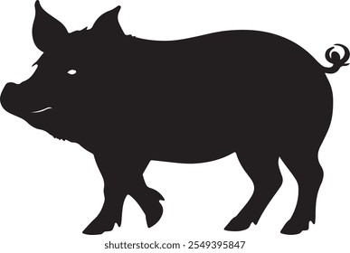 Vektorschwein Silhouette. Schwein-Silhouette-Symbol einzeln auf weißem Hintergrund.