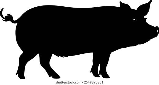 Vector pig silhouette. Pig silhouette icon isolated on white background.