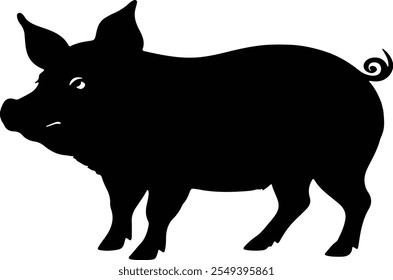 Silueta de cerdo de Vector. Icono de silueta de cerdo aislado sobre fondo blanco.