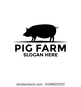 Vector pig silhouette. Pig logo icon isolated on white background.