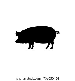 Vector pig silhouette view side for retro logos, emblems, badges, labels template vintage design element. Isolated on white background