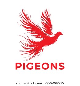 Vector pigeon bird logo design red color
