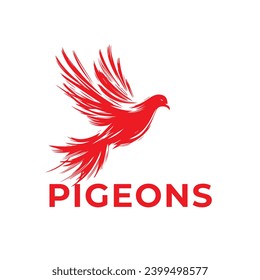 Vector pigeon bird logo design red color
